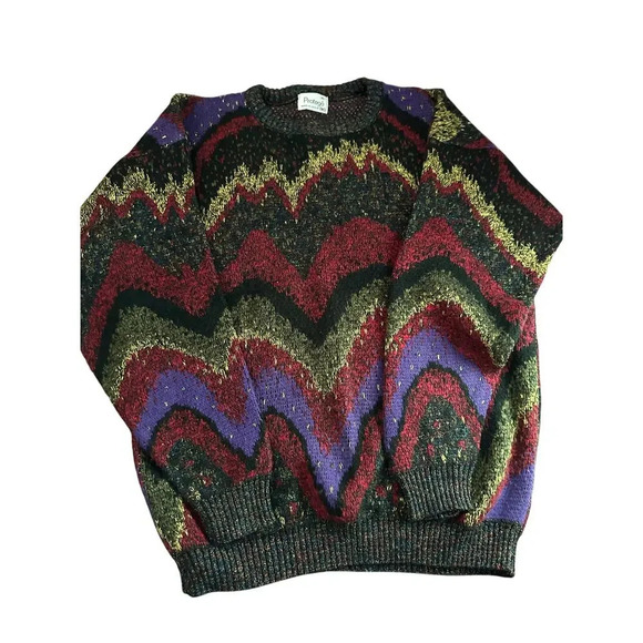Protege Abstract Pattern Knit Long Sleeve Sweater Size XL mens 90s - Picture 1 of 4